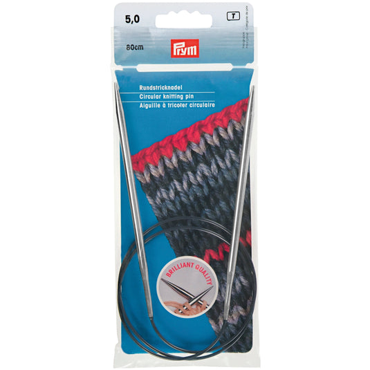 212164|Prym 32" Circular Brass Knitting Needles, 5mm