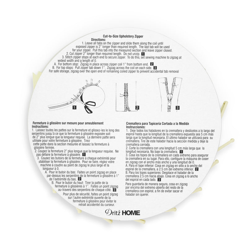 Load image into Gallery viewer, 44238|Dritz Cut-To-Size Upholstery Zipper, Cream, 3-1/4 yd