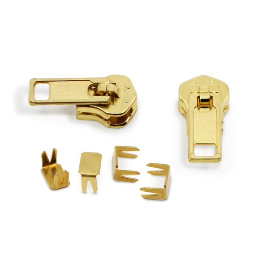 44232|Dritz Zipper Slides & Stops, Brass, 12 pc