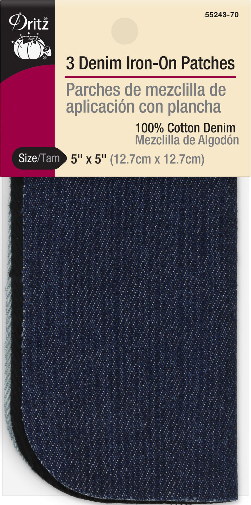 Cargue la imagen en el visor de la galería, 55243-70|Dritz Denim Iron-On Patches, 5" x 5", Assorted, 3 pc