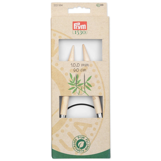 222554|Prym 24" (60 cm) Circular Bamboo Knitting Needles, US 15 (10 mm)