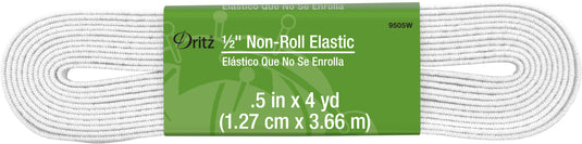 9505W|Dritz 1/2" Non-Roll Elastic, White, 4 yd