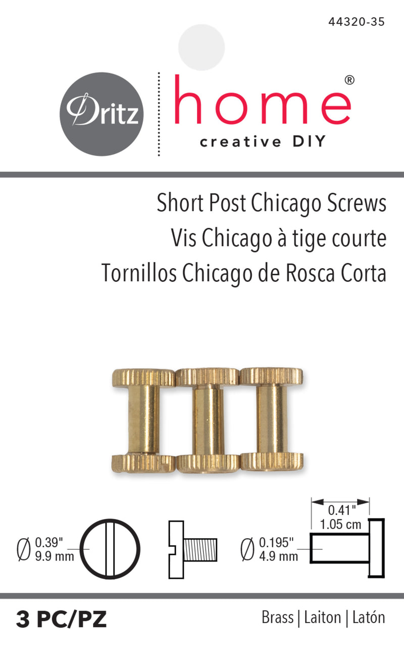 Chargez l'image dans la visionneuse de la galerie, 44320-35|Dritz Short Post Chicago Screws, Brass, 3 pc