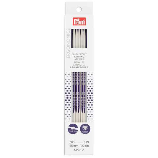 57054|Prym 8" Ergonomic Double Point Knitting Needles, US 7 (4.5mm)
