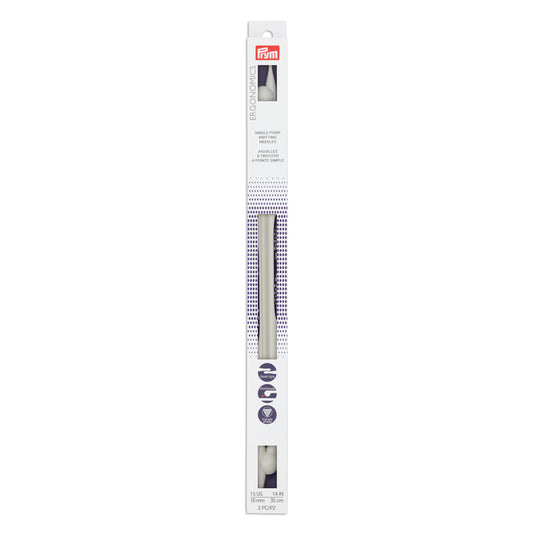 57036|Prym 14" Ergonomic Single Point Knitting Needles, US 15 10mm)
