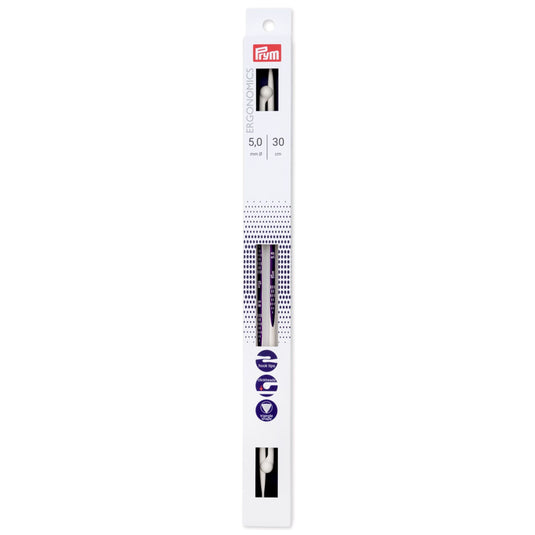 190306|Prym 12" Ergonomic Single Point Knitting Needles, 5mm