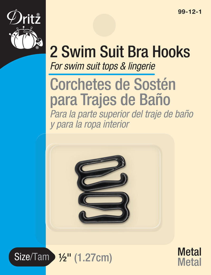 Load image into Gallery viewer, 99-12-1|Dritz 1/2" Swim Suit Bra Hooks, 2 pc, Black