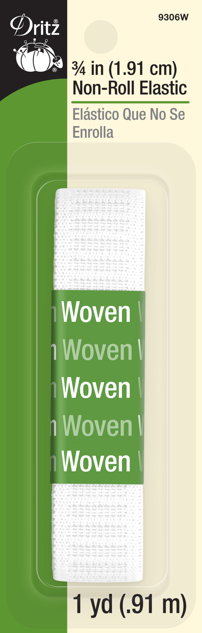 Load image into Gallery viewer, 9306W|Dritz 3/4" Non-Roll Elastic, White, 1 yd