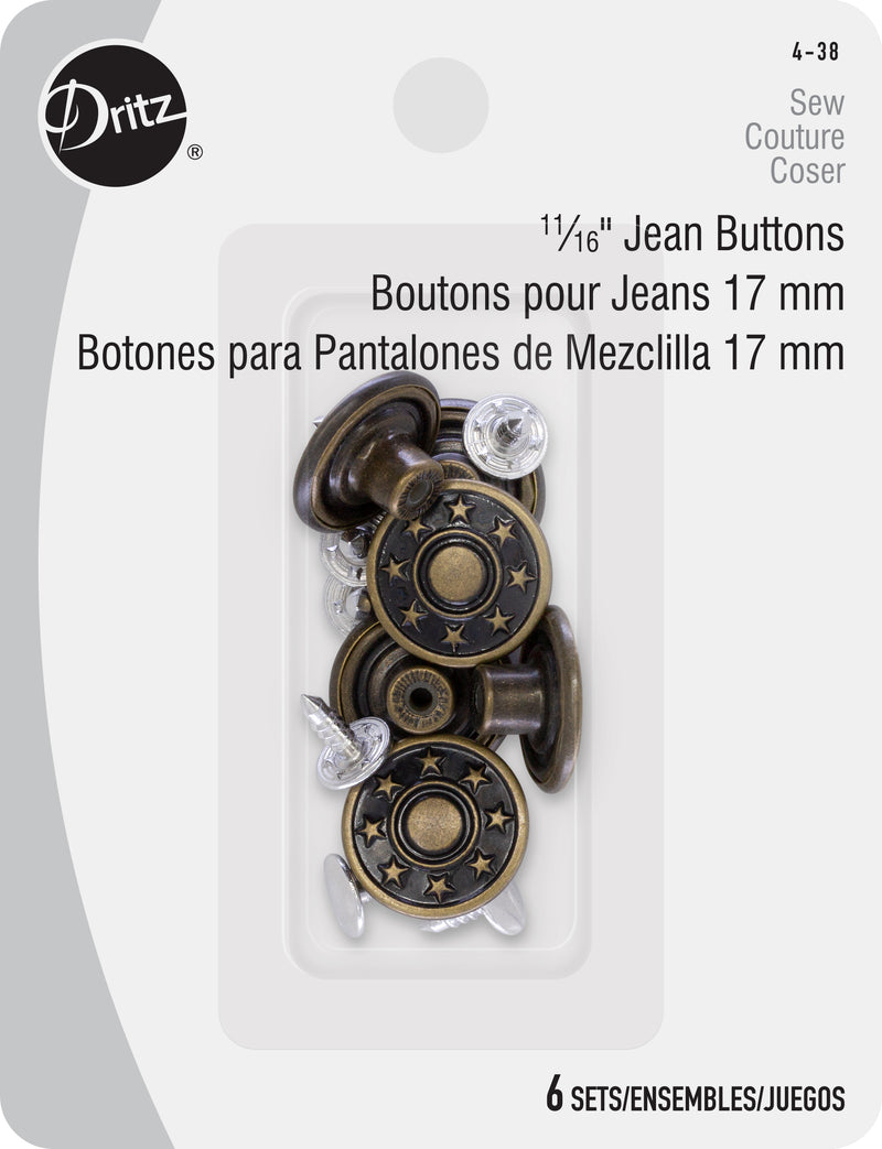 Chargez l'image dans la visionneuse de la galerie, 4-38|Dritz Jean Buttons, 6 pc, Antique brass
