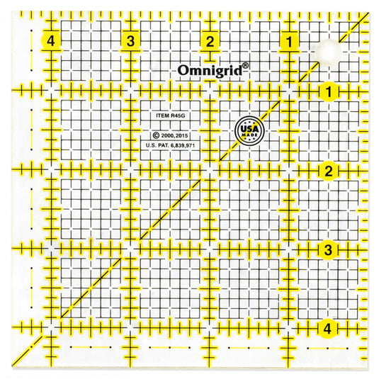 R45G|Omnigrid Square Grid Ruler, 4-1/2" x 4-1/2"