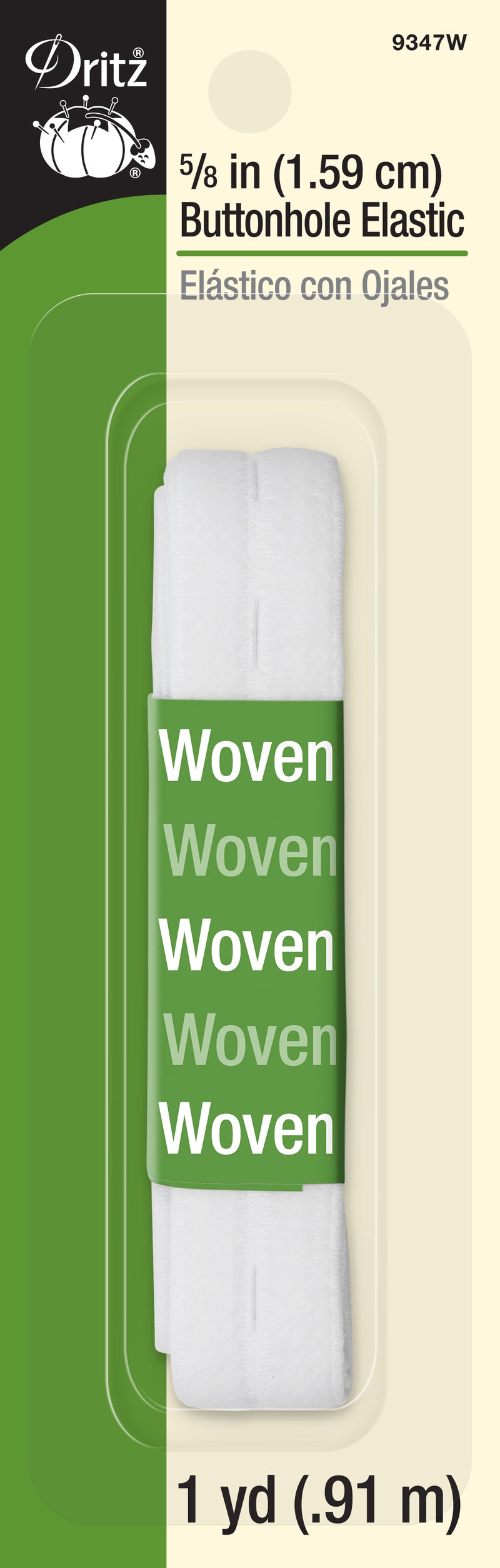 Load image into Gallery viewer, 9347W|Dritz 5/8" Buttonhole Elastic, White, 1 yd