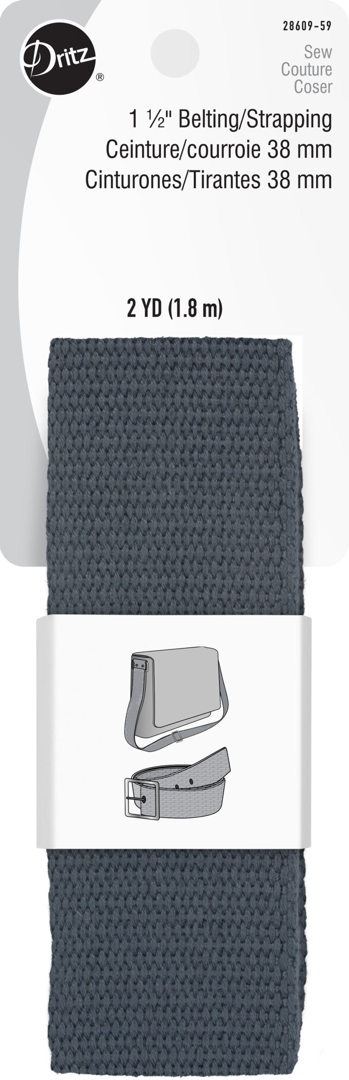 Chargez l'image dans la visionneuse de la galerie, 28609-59|Dritz 1-1/2" Polyester Belting &amp; Strapping, Charcoal, 2 yd