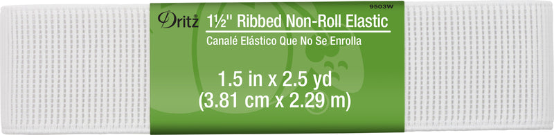 Chargez l'image dans la visionneuse de la galerie, 9503W|Dritz 1-1/2" Ribbed Non-Roll Elastic, White, 2-1/2 yd