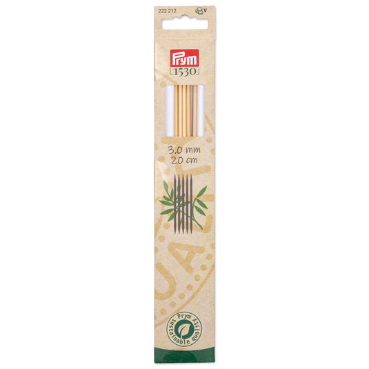 222212|Prym 8" Double Point Bamboo Knitting Needles, 3mm