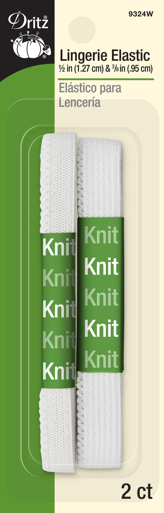 9324W|Dritz Lingerie Elastic, White, 2-Pack