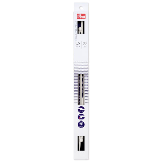190307|Prym 12" Ergonomic Single Point Knitting Needles, 5.5mm