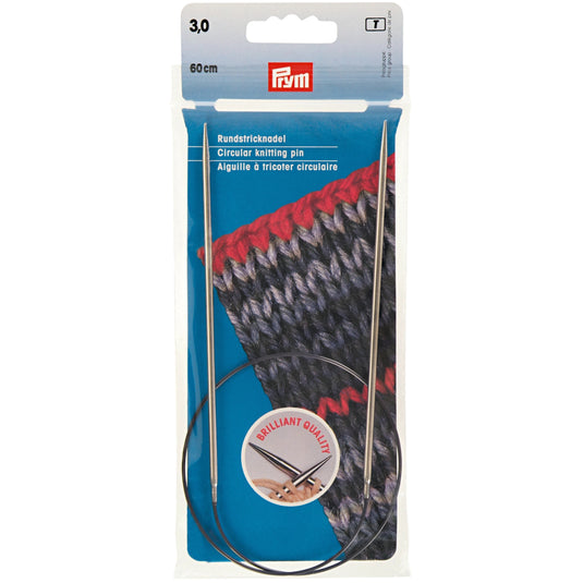 212122|Prym 24" Circular Brass Knitting Needles, 3mm