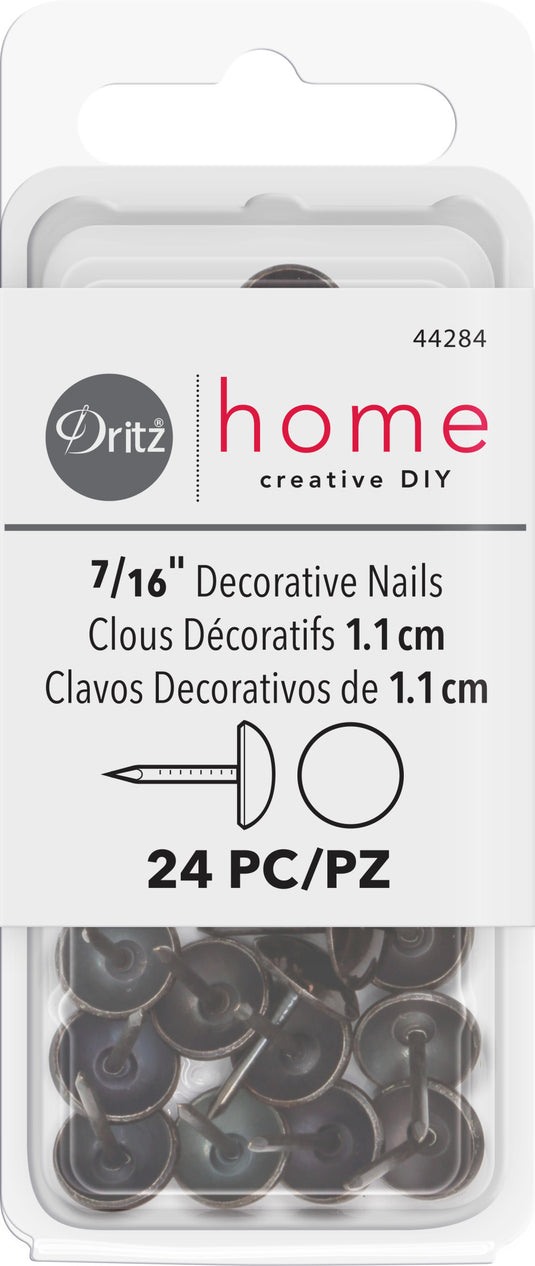 44284|Dritz 7/16" Smooth Decorative Nails, Bronze, 24 pc