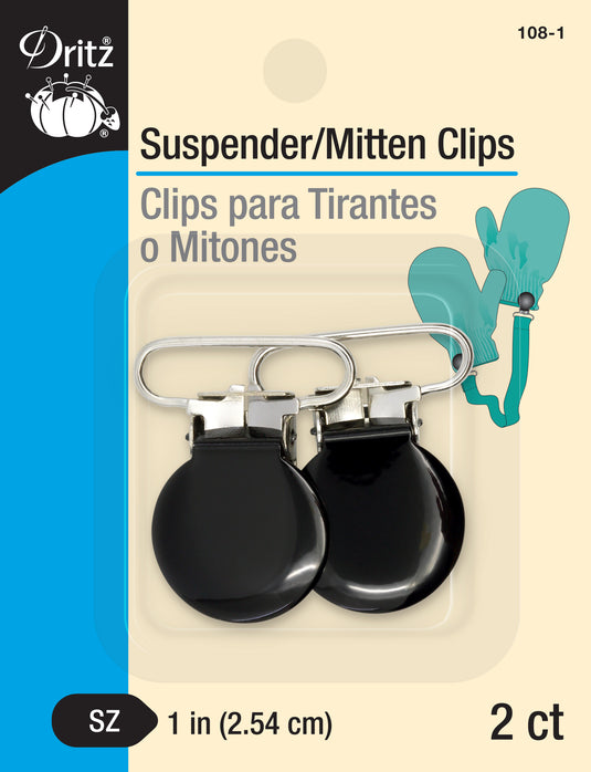 108-1|Dritz 1" Suspender/Mitten Clips, 2 pc, Black