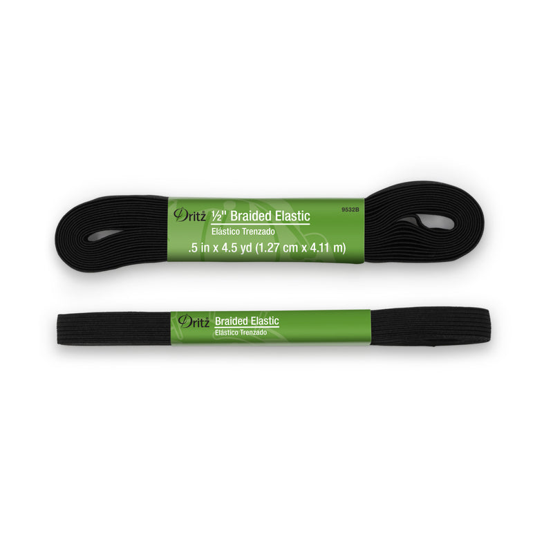 Load image into Gallery viewer, 9532B|Dritz 1/2" Black Braided Elastic, 4-1/2 yd