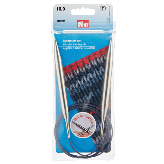 212236|Prym 40" Circular Brass Knitting Needles, 10mm