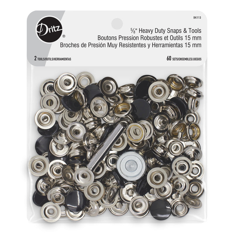 Load image into Gallery viewer, BK113|Dritz 5∕8" Heavy Duty Snaps &amp; Tools, 60 Sets, Black
