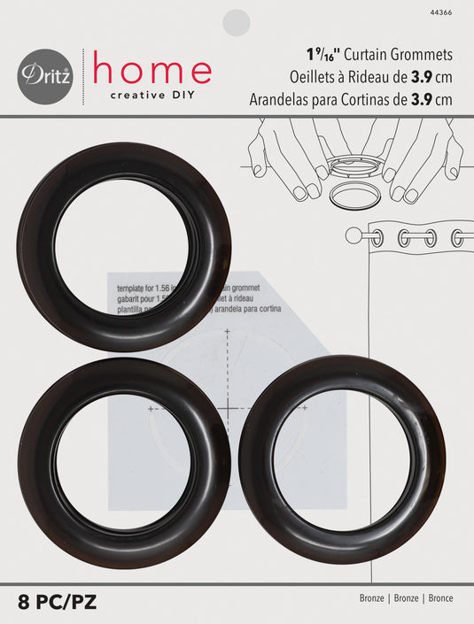 44366|Dritz 1-9/16" Plastic Curtain Grommets, Bronze, 8 Sets