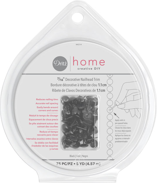 44314|Dritz 7/16" Decorative Nailhead Trim, Black, 75 pc