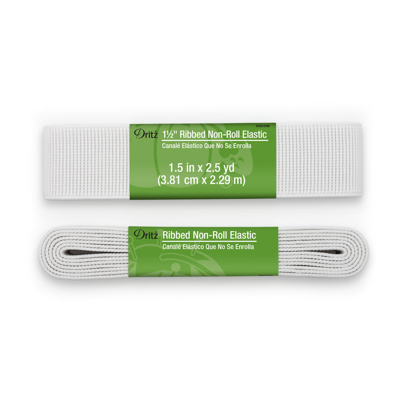 Chargez l'image dans la visionneuse de la galerie, 9503W|Dritz 1-1/2" Ribbed Non-Roll Elastic, White, 2-1/2 yd