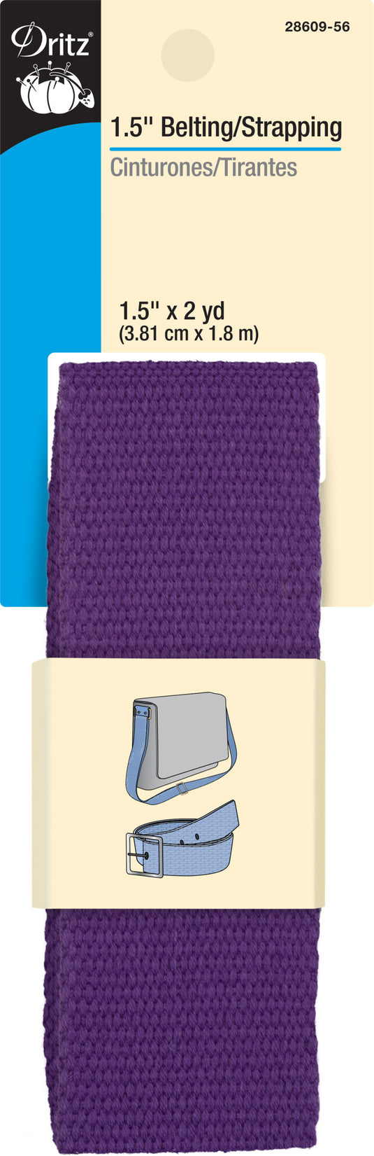 28609-56|Dritz 1-1/2" Polyester Belting & Strapping, Violet, 2 yd
