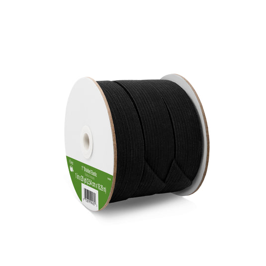9435B|Dritz 1" Black Braided Elastic, 20 yd