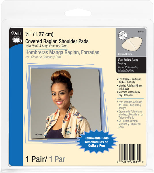 53081|Dritz 1/2" Covered Raglan Shoulder Pads, Beige