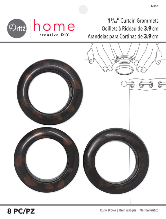 44450|Dritz 1-9/16" Plastic Curtain Grommets, Brown, 8 Sets