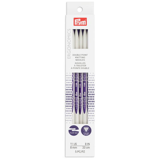 57058|Prym 8" Ergonomic Double Point Knitting Needles, US 11 (8mm)