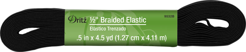 Load image into Gallery viewer, 9532B|Dritz 1/2" Black Braided Elastic, 4-1/2 yd