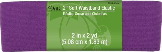 9591-VIOLET|Dritz 2" Soft Waistband Elastic, Violet, 2 yd