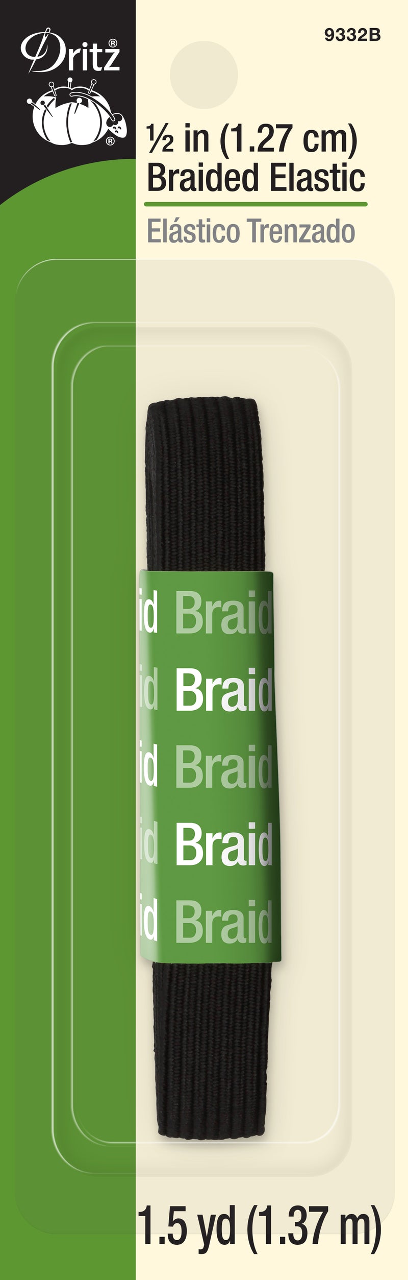 Load image into Gallery viewer, 9332B|Dritz 1/2" Black Braided Elastic, 1-1/2 yd
