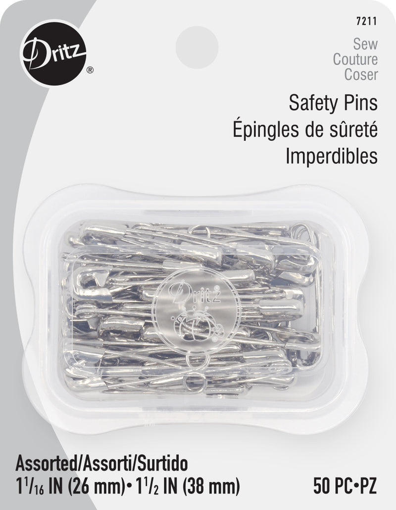 Load image into Gallery viewer, 7211|Dritz Safety Pins, Assorted Sizes, Nickel, 50 pc
