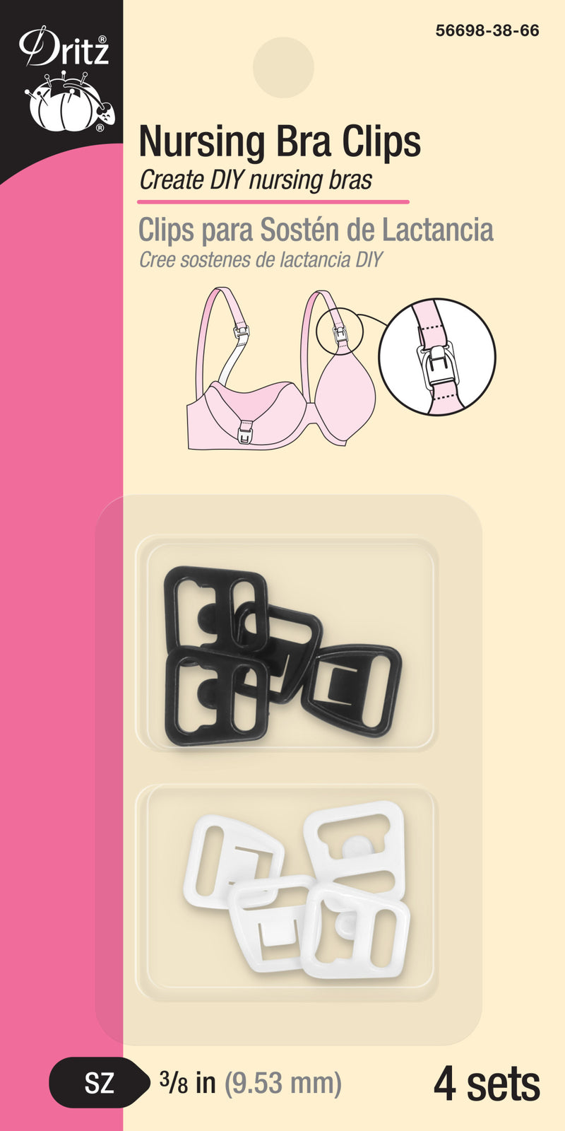 Chargez l'image dans la visionneuse de la galerie, 56698-38-66|Dritz Nursing Bra Clips, Black &amp; White, 4 Sets, 3/8"
