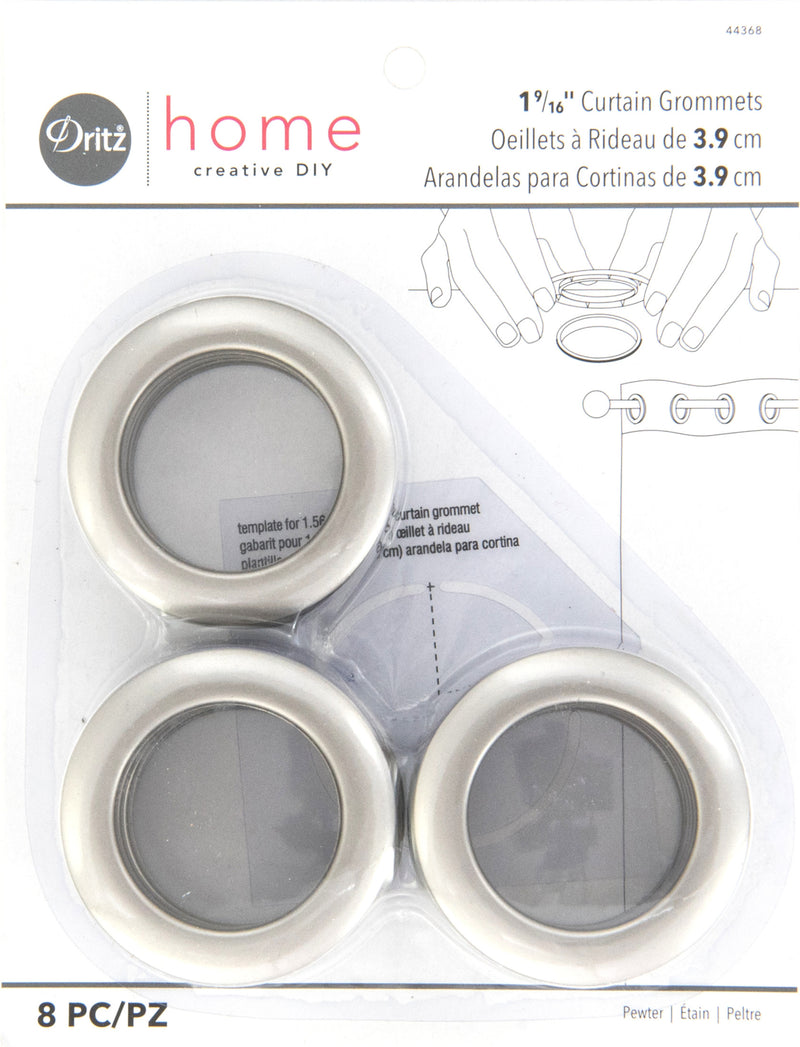 Load image into Gallery viewer, 44368|Dritz 1-9/16" Plastic Curtain Grommets, Pewter, 8 Sets
