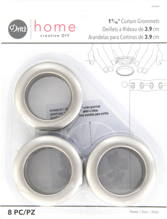 44368|Dritz 1-9/16" Plastic Curtain Grommets, Pewter, 8 Sets
