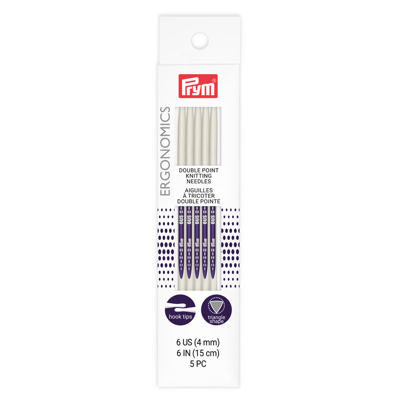 Chargez l'image dans la visionneuse de la galerie, 57070|Prym 6" Ergonomic Double Point Knitting Needles, US 6 (4mm)