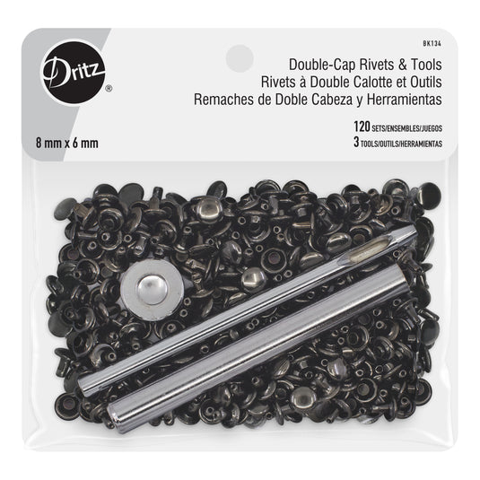 BK134|Dritz Double-Cap Rivets & Tools, 120 Sets, Gunmetal