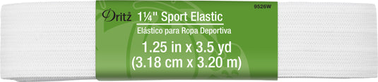 9526W|Dritz 1-1/4" Sport Elastic, White, 3-1/2 yd