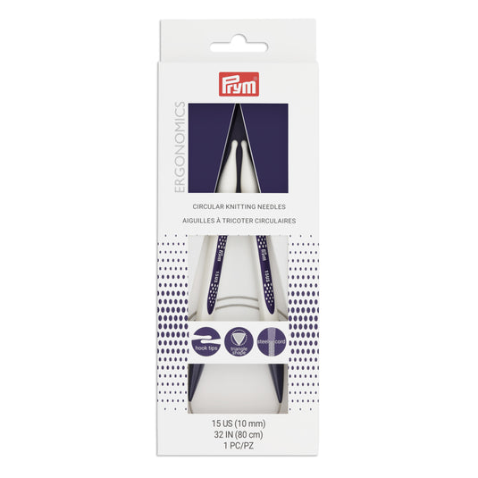 57091|Prym 32" Ergonomic Circular Knitting Needles, US 15 (10mm)
