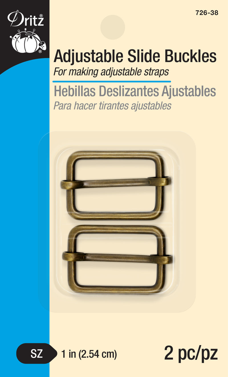 Load image into Gallery viewer, 726-38|Dritz 1" Adjustable Slide Buckles, Antique Brass, 2 pc