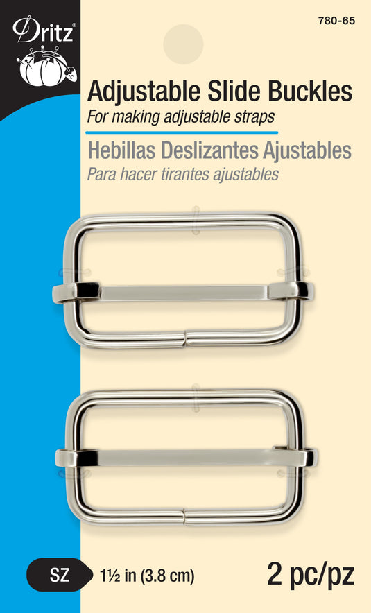 780-65|Dritz 1-1/2" Adjustable Slide Buckles, Silver, 2 pc