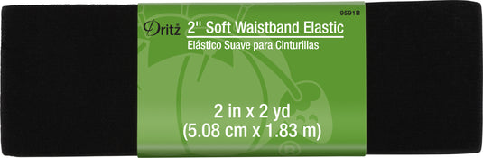 9591B|Dritz 2" Soft Waistband Elastic, Black, 2 yd