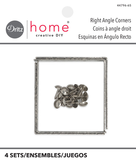 44796-65|Dritz Textured Right Angle Corners, Small, Nickel, 4 pc