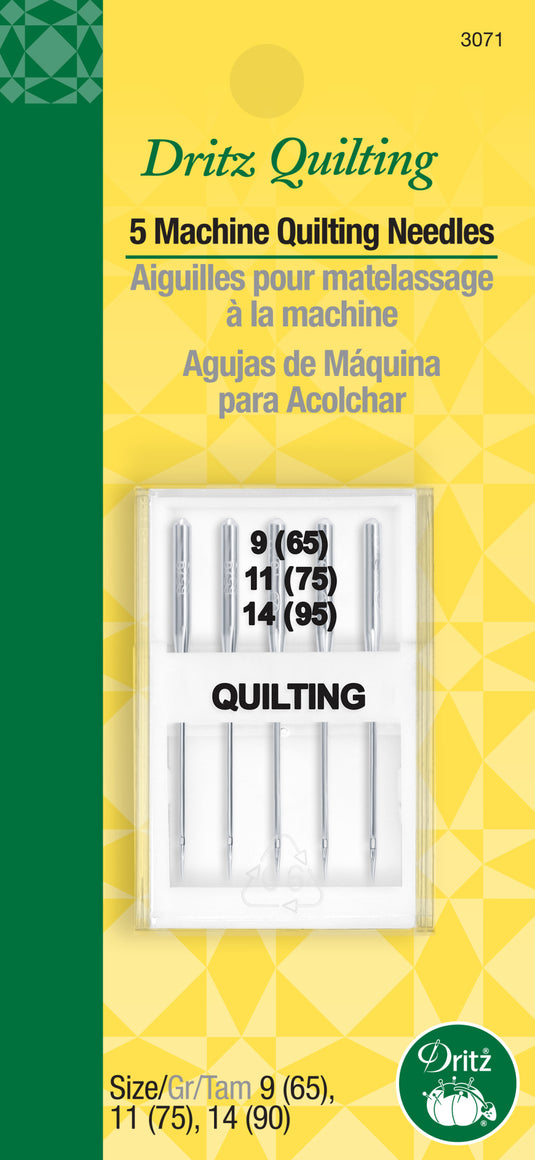 3071|Dritz Machine Quilting Needles, Size 9, 11 & 14, 5 pc